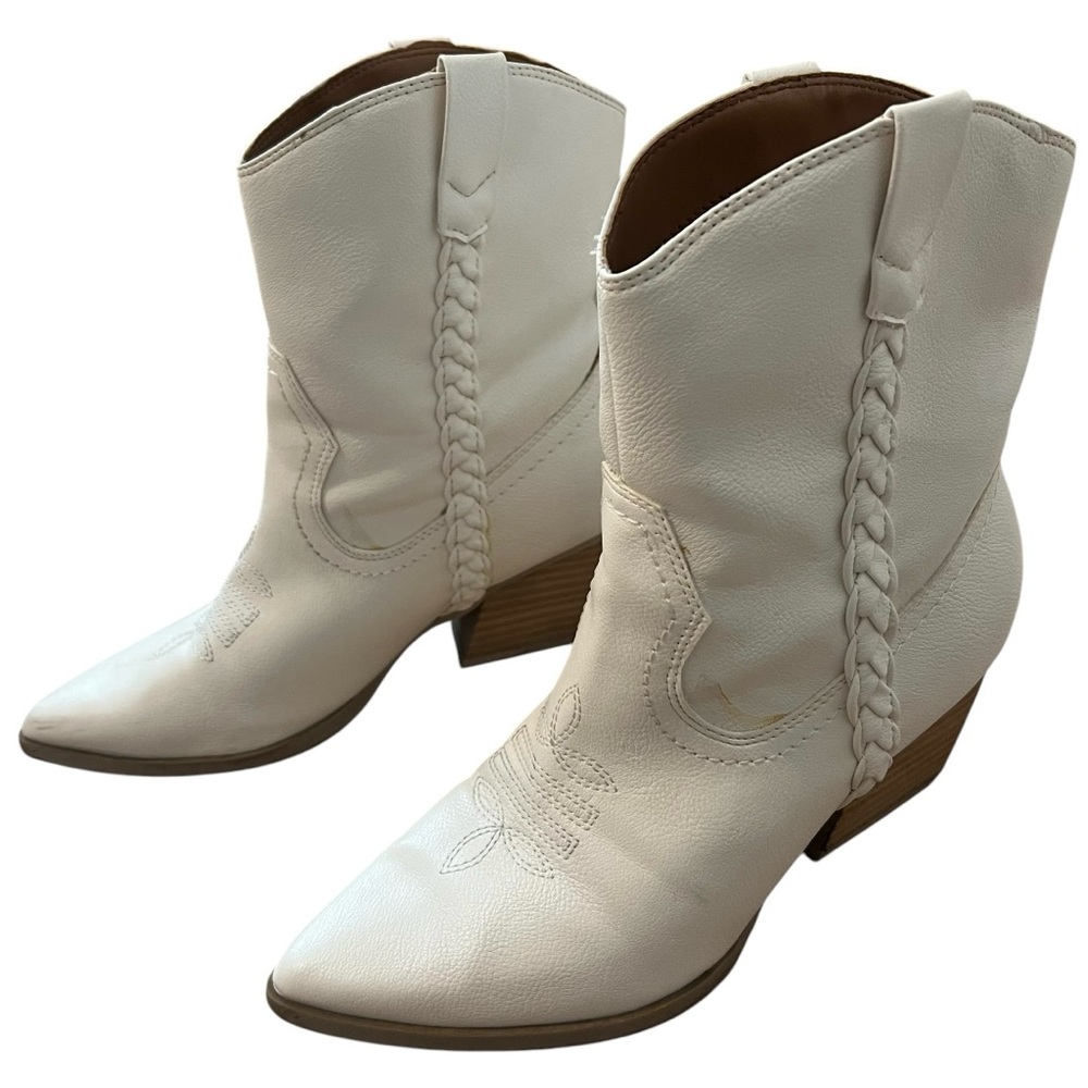 Koolson White Cowgirl Ankle Boots Women’s Size 7